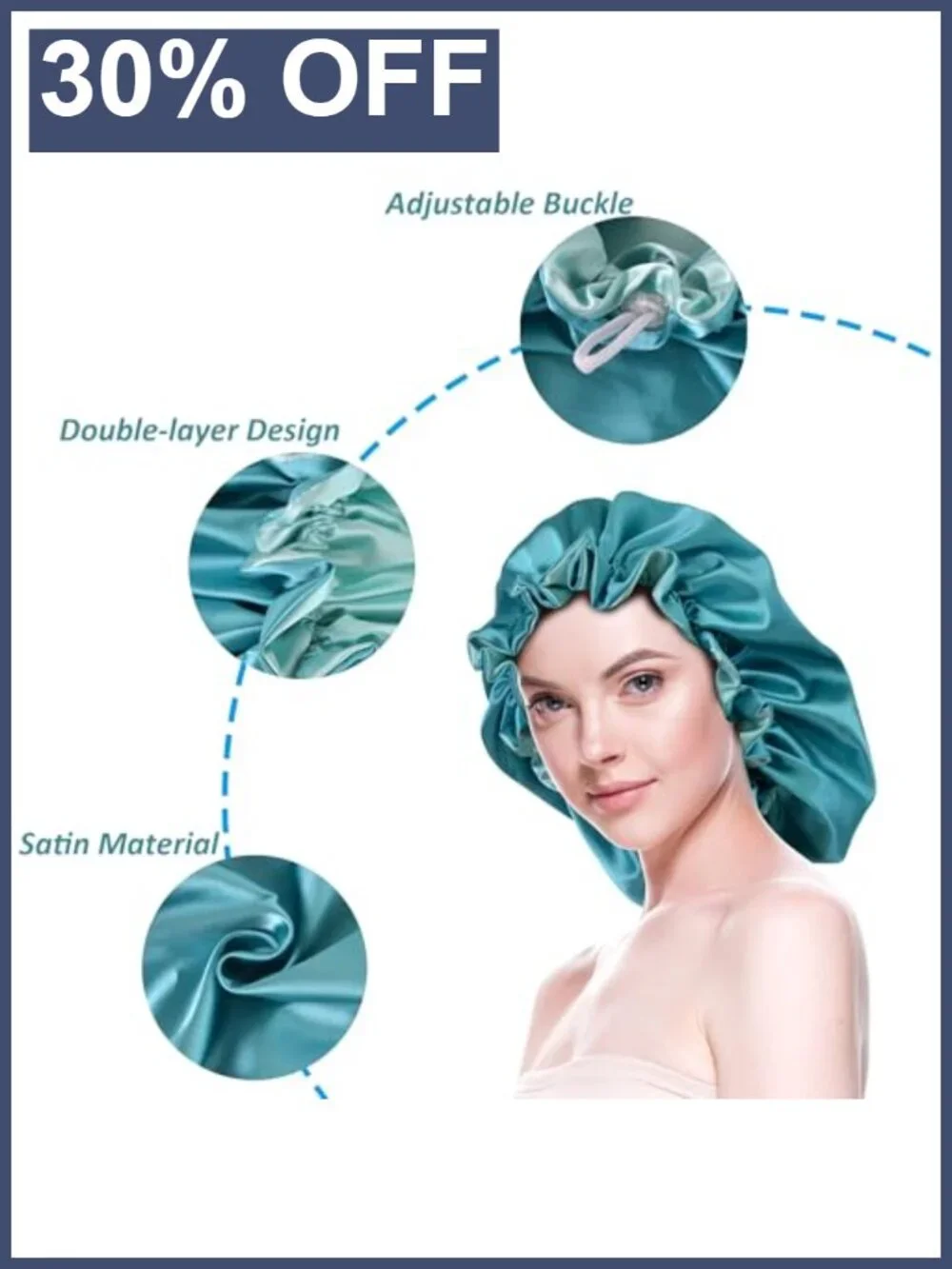 Double Layer Satin Sleep Bonnet for Women, Reversible Hair Cap for Natural Hair